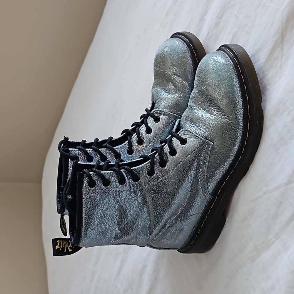 Dr Martens 1460 Blue Silver Glitter 8 Eyelet size UK 5/ US 7